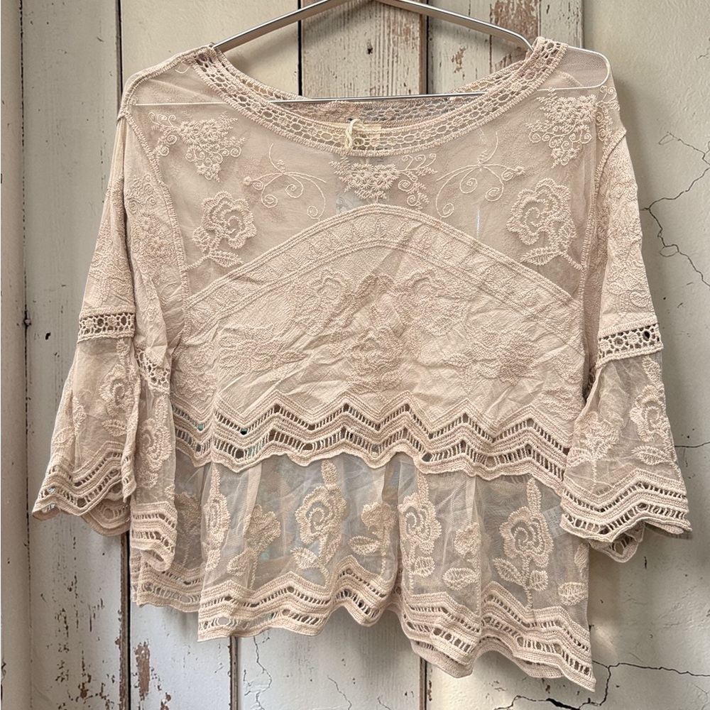 Rebellion Cream Lace Embroidered Boho Blouse